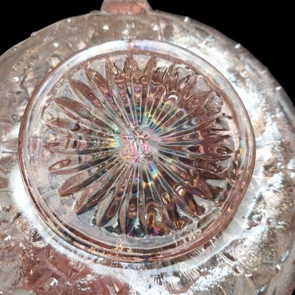 Vintage Imperial Carnival Glass Pansy Pink Iridescent Nappy Bowl Dish Like New - Picture 6 of 9
